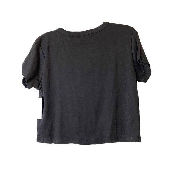 New La Luna black cotton Christmas t-shirt Gingerbread man crop top Sz M - Picture 6 of 8